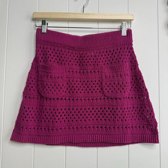 Free People set crochet knit top mini skirt co-ord matching set cotton Medium - Picture 6 of 10